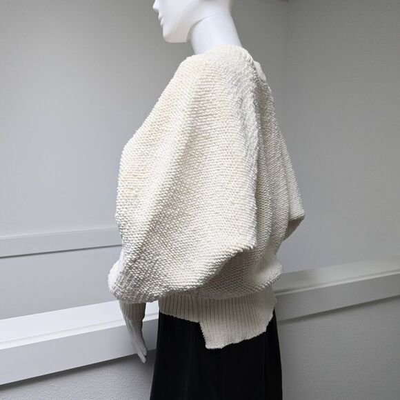 DKNY Pure Chenille Puff Sleeve Crewneck Sweater in Bone Ivory - Picture 4 of 16